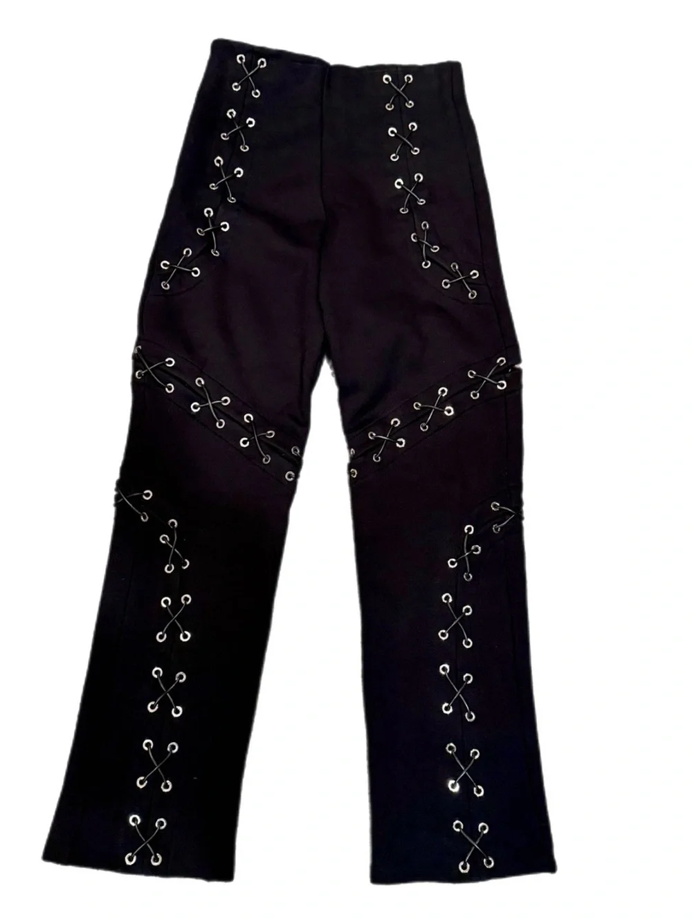 NEW MANIERE DE VOIR STRAIGHT LEG BLACK LACE UP PANTS - Picture 2 of 11